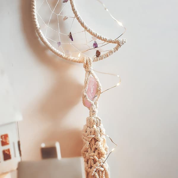 Månevævet kvaster Drømmefanger Elegant Makramé Boho Vævet Stor