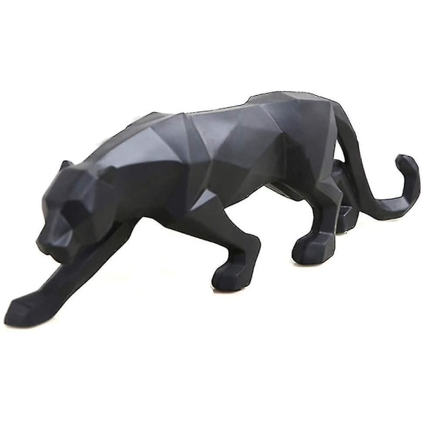 White Black Panther Skulptur Ornament Geometrisk Skulptur Resin Panther Statue Wildlife Decoration Gift (neo)
