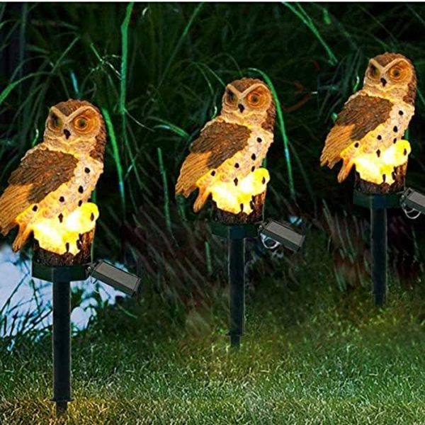 2 kpl Puutarhakoristeet Vedenpitävä Solar LED Pöllö Nurmikkolamppu Ulkokäyttöön Patio Puutarha Luovat Aurinkolamput (vaaleanruskea) Light brown