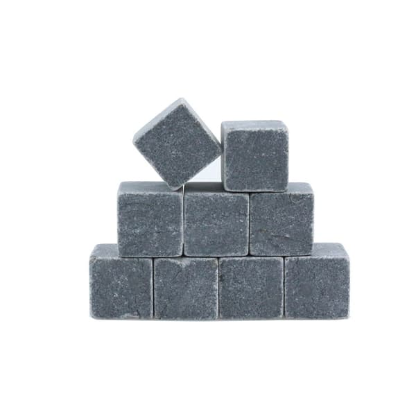 Whisky-sten i granit - 9 genanvendelige isterninger med pose, perfekt gave til whiskyelskere