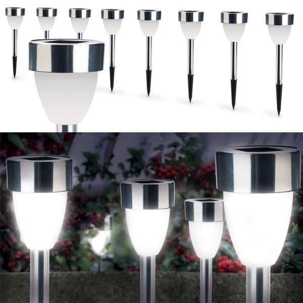 X8 hvid tulipanformet LED-solcellepullert a099