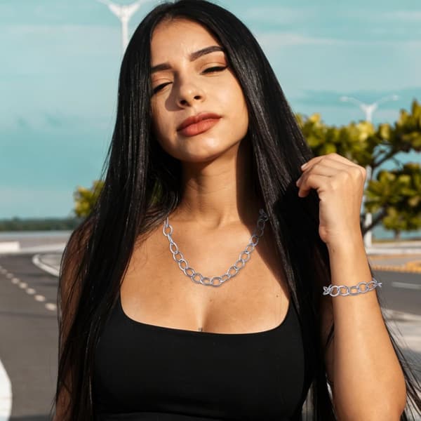 1 rulle 5m aluminium silverkabelkedja oledad halsband Silver