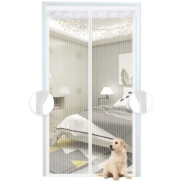 White Magnetic Mosquito Net, Net Curtain, Door with Self-Closing Function for Balcony, Easy Installation, 70x210 CM