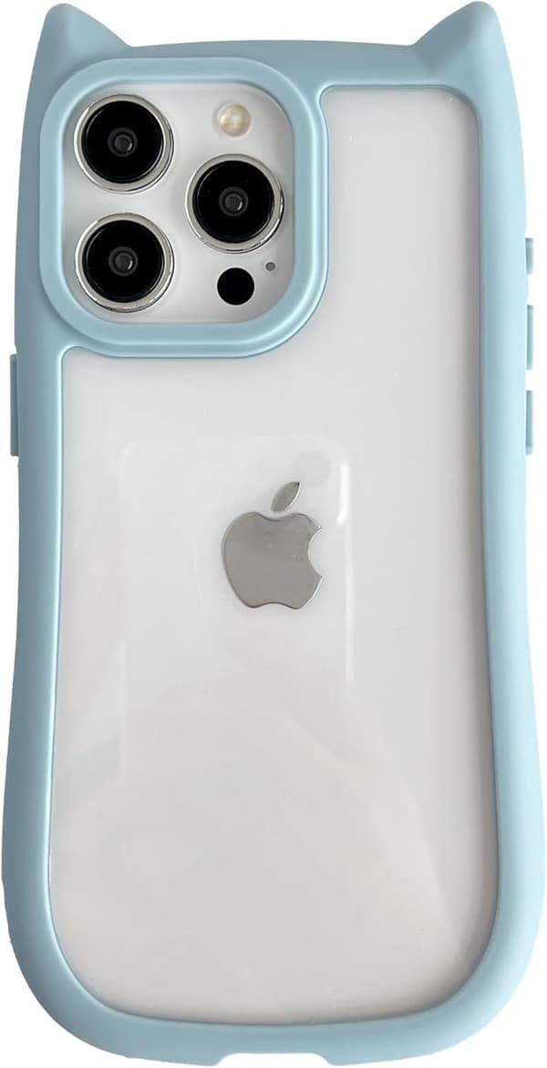 (Blå, för iPhone 14) Sött Kattöra Transparent Mobilskal Kompatibelt med iPhone 14 Skal