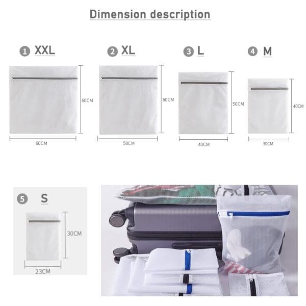 6 Laundry Bags in Two Sizes - Organize and Protect White White White white