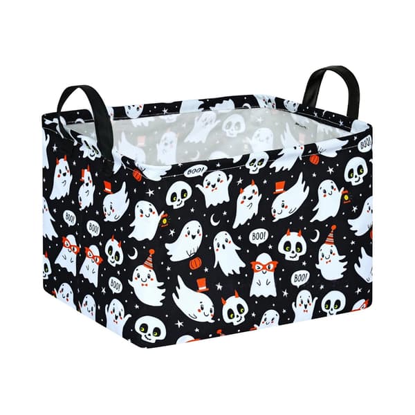 Halloween Ghost Storage Basket, Foldable Laundry Hamper with Handles, Toy Bin for Nursery, Home Decor 9-35x25x25cm