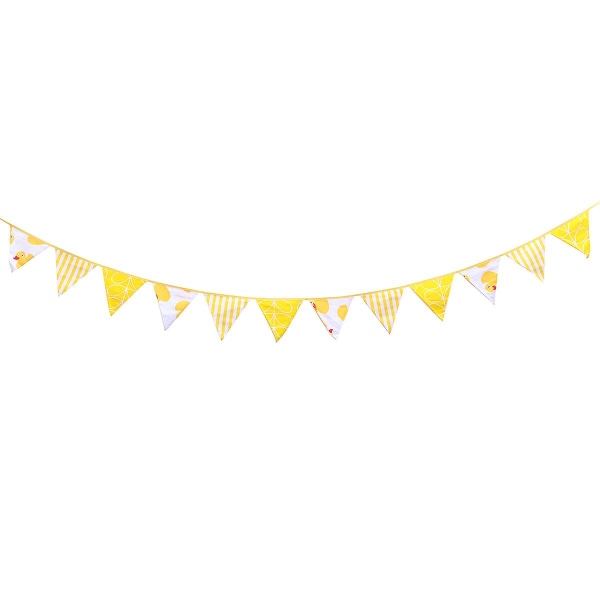 3m Pennant Flags Banner Yellow Stripes Duck Bunting Garland 12 Triangle Flags Decoration For Wedding