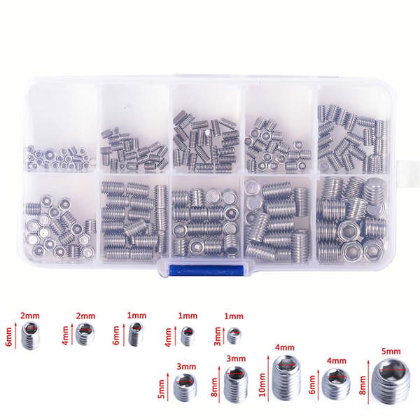 200 pcs 304 Stainless Steel Hex Socket Head Cap Screws Set M3/m4/m5/m6/m8 [XC]