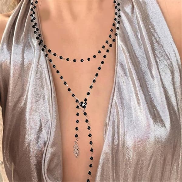 2 STK Gotisk Lagdelt Perle Choker Halskæde Sæt, Sort Hvid Goth Smykker | Justerbart Design Tilbyder Letvægts, Brugerdefineret Pasform til Strandfester, Koncerter