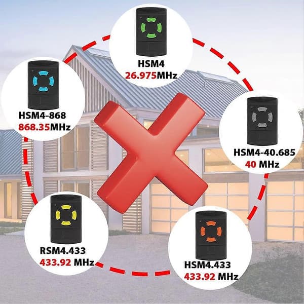 Garage Door Remote Control with Fixed Code, Copyable, 26.995 MHz HSM4 HS4 HSE4
