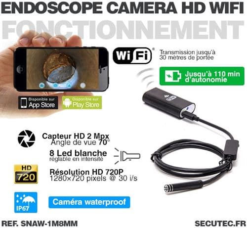 Vedenpitävä 720P WiFi HD -endoskooppikamera iPhonella katseluun