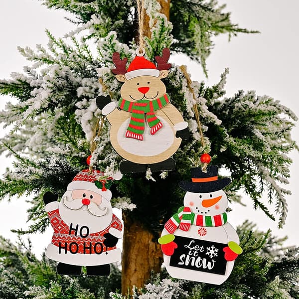 6 st træ DIY juletræspynt, træ Chr