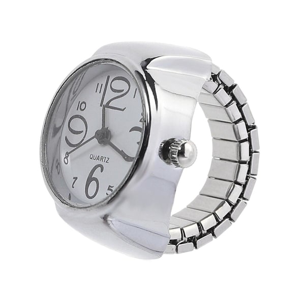 Dam Digitala klockor Antik Finger Ring Watch Casual Klocka Watch Ring Vintage Ring Watch Elastiskt band Finger Watch White White