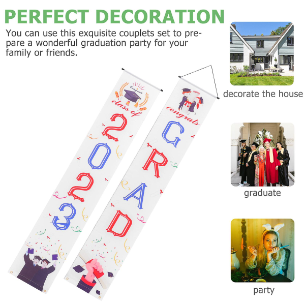 1 Par Graduation Party Layout Banner Dekoration Grad Party Couplet Dekoration Baggrund Hængende Flag 180X30CM