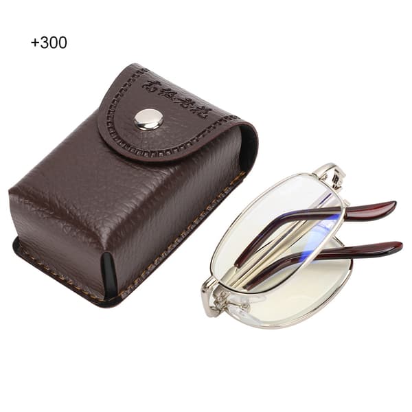 Folding Anti Blue Rays Presbyopic Glasses Metal Visual Fatigue Relief Reading Glasses (+300 Silver Frame)