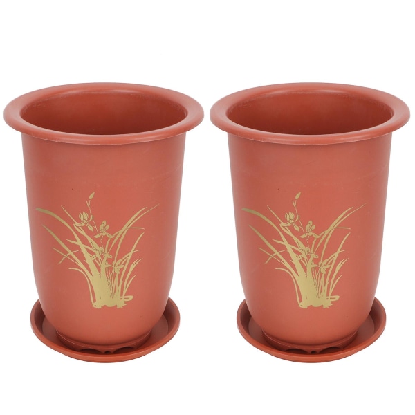 2 Sets Orchid Flower Pots Orchid Planters With Tray Plastic Planting Pots27x20cm