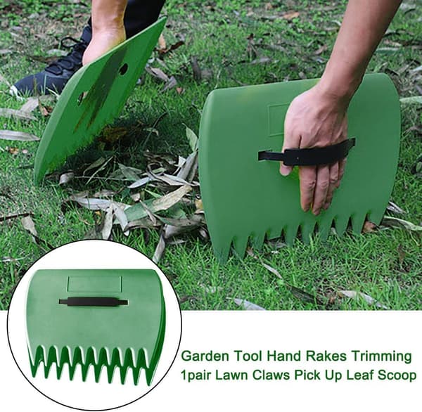 Leaf Scoops Hand Rakes Lawn Claws Leaf Collectors Leaf Pickers (Dark Green)