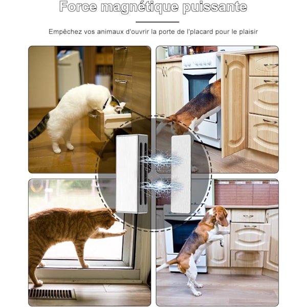 Kraftfullt Magnetiskt Dörrlås för Skåp, 2-pack, Självhäftande, Inget Borrande, för Köksskåp, Möbelmagneter