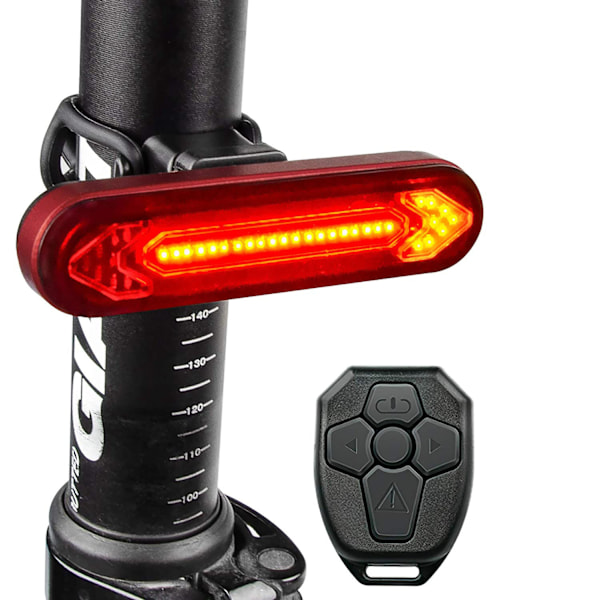 Cykelbaklykta med Blinkers/Fjärrkontroll/2 Däcklampor Ljusstark USB Laddningsbar LED Cykelbaklykta, Landsvägscykel Säkerhetsbaklykta