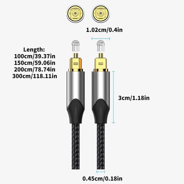 SPDIF-kompatibelt optisk kabel med forstærket PVC-kappe, flere længdevalgmuligheder for nem enhedsforbindelse, flerfarvet (1m) 1M 1M