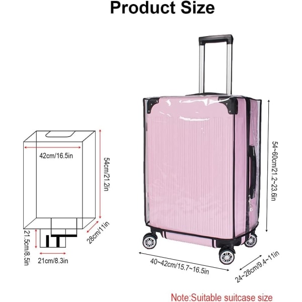 Bagasjedeksel for 24-tommers koffert, bagasjebeskytter, gjennomsiktig PVC-vanntett anti-ripe-koffertdeksel for kofferter, bagasje fra Voya