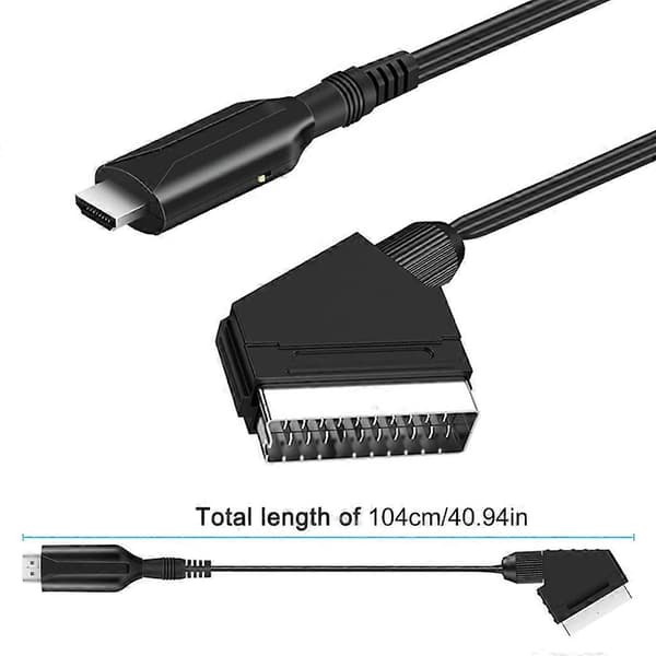 Bærbar Scart til HDMI-kompatibel Konverter Adapter Kabel til TV DVD Tilbehør