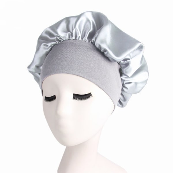 Hårinnpakning for å sove, Justerbar Silk Scrunchies Sleep Cap for kvinner Hårpleie, Hodeskjerf Natthetter med elastisk holde på hodet silvery 1pcs