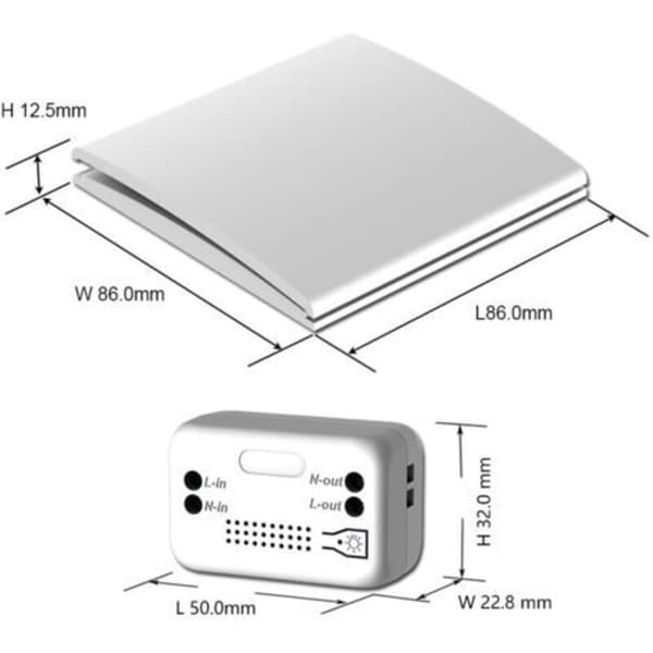 Mechanically Powered Wireless Switch - Control Without Wires or Batteries - Range up to 200 m - Compact 10A 2200W Receiver