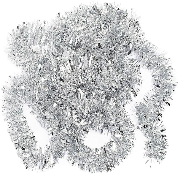 2M Sølv Jul Tykk Glittergirlander for Juletrepynt