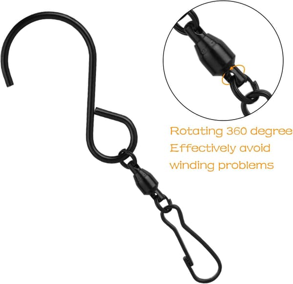 (Svart) 12-pack Swivel Hooks Clips Vind Spinner S Hook Clips Häng