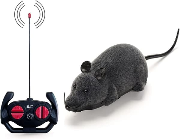 Muselegetøj til kat – Trådløs elektronisk RC-mus plysrotte jagtlegetøj til katte og hunde – Grå