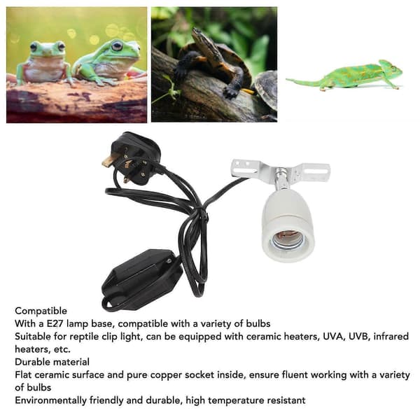 Reptile Ceramic Heat Lamp Holder E27 400w Rotatable Ceramic Heat Lamp Base With Switch