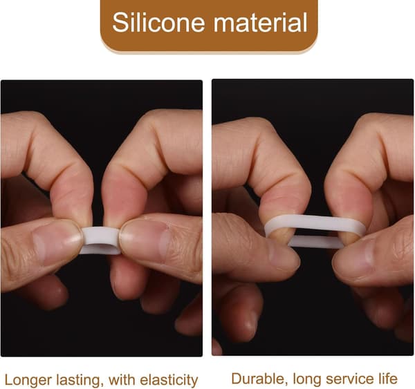 Silikongummiband Ringar 100st Halkfria 10mm Dia 0.7mm Tjocka 5mm Bredd för Kabelomslag, Bunt White