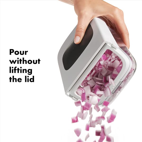 Vegetable Chopper with Easy-Open, Non-Slip Base, Removable Grid, Practical, White