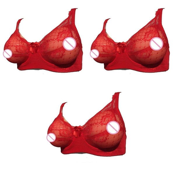 3 stk Fake Breast BH Pocket BH Silikon Breast Forms Crossdressers Cosplay Prop 80b(rød)3stk 3pcs