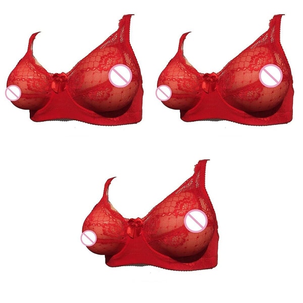 3kpl Fake Breast Rintaliivit Taskurintaliivit Silikoniset Rintamuodot Crossdressers Cosplay Prop 80b (punainen) 3kpl 3pcs