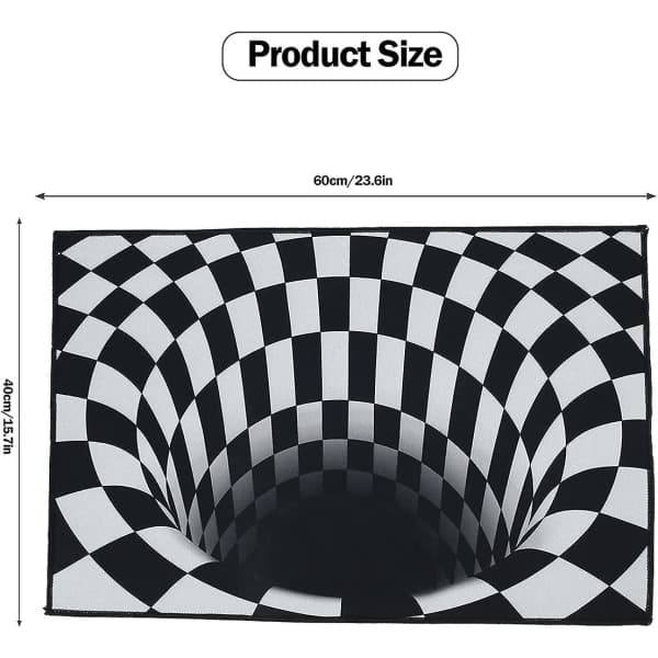 Dørmatte, 3d magisk sjakkrutete optisk illusjon dørmatte visuell illusjonsmatte rektangulær utendørs entrématte