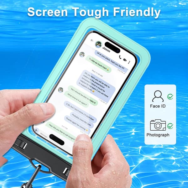 2-pack Waterproof Phone Case with Adjustable Lanyard for iPhone 17 16 15 14 13 Black/Green