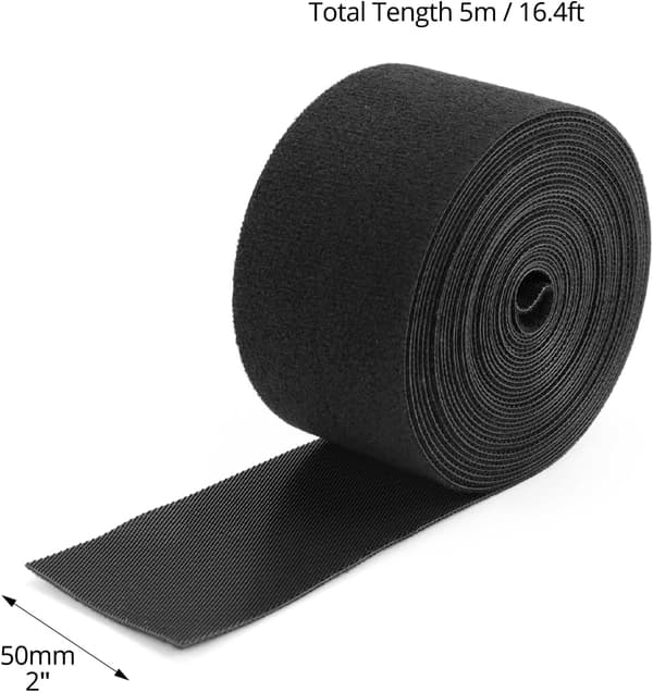 Reusable Cable Tie Tape, 50mm x 5M Double-Sided Hook and Loop Tape, Organize