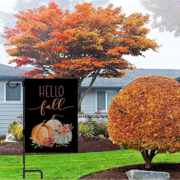 12×18 tommer Efterårs Velkommen Haveflag Blomster Thanksgiving Dobbeltsidet Vertikal Rustik Landhusgård Sæsonmæssig Ferie Ude
