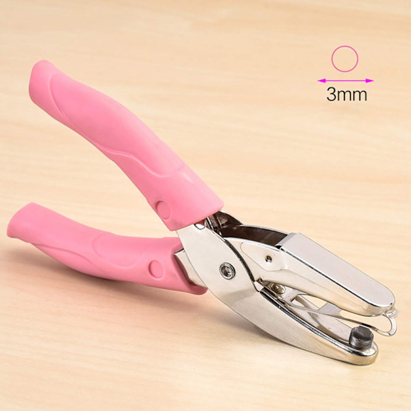 1 Förpackning 6,3 Tums Längd 1/8 Tums Diameter Cirkelhål Handhållen Enkel Pappershålsstans, Stans med Rosa Mjuk Tjock (Mittcirkel 1/8 tum)
