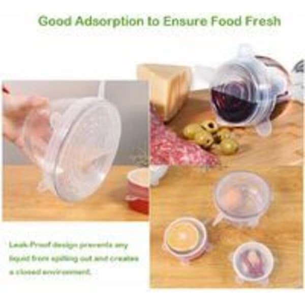 Stretchable Silicone Lids 12 Pieces - Non-Toxic Material - For Containers of Various Sizes - Temperature -40°C to +230°C