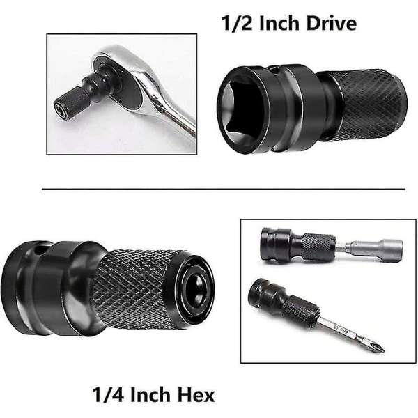 Impact Socket Driver Bit, 2 stycken 1/2\" fyrkant till 1/4\" hex-hylsadaptrar, kompatibel med slagnyckel och skruvmejselbitshållare