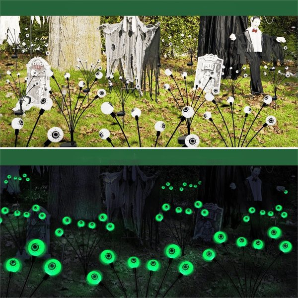 Solar String Eye Lamp Halloween Ghost Eye Plug-in Lampe Utendørs Hage Feriefest Dekorasjon Julelys (1 stk)