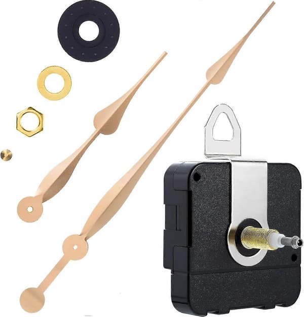 High Torque Long Shaft Clock Movement with 12 Inch Spade Hands (Gold) db