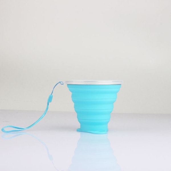 Vesikuppi kokoontaitettava vesikuppi silikonista kannettava urheilupullo ulkona juomiseen (sininen)