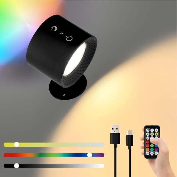 Magnetic RGB Wall Lamp Wireless Remote Control Dimmable 3 Color Temperatures 360° Up Down Mounting [Ho]