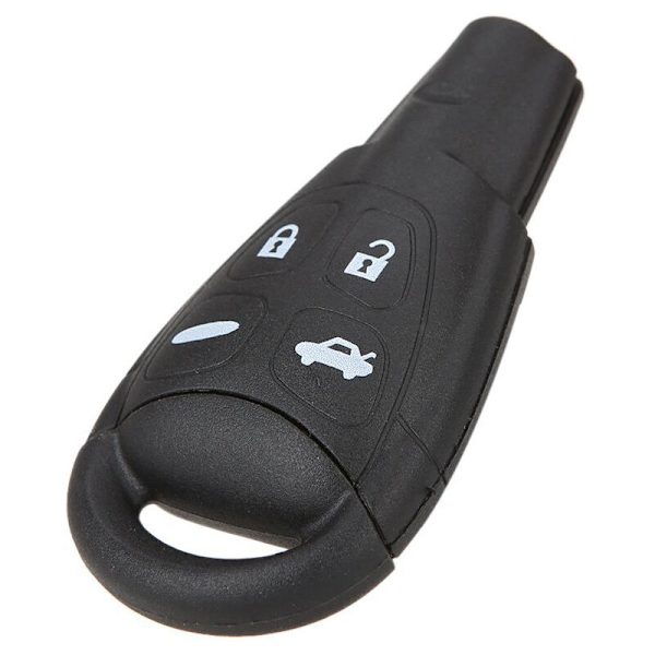 Replacement 4 Buttons Keyless Remote Vehicle Key Fob Shell Key Case and Buffer Button with Insert Blade Compatible with Saab 9.3 and 9.5