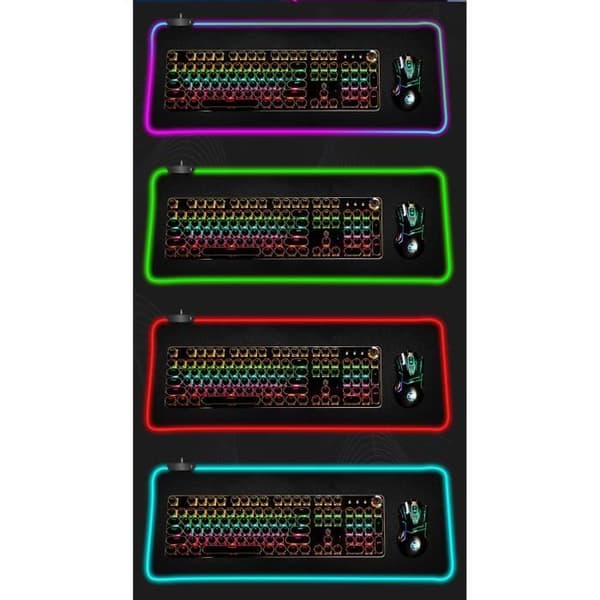 XXL RGB Gamingmusematte med 12 lysmoduser, 800 x 300 x 4 mm, ekstra stor spillmatte