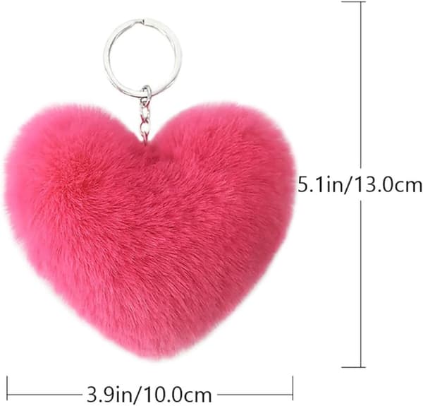 7 pcs Plush Heart Shaped Keychain Fluffy Keychain Creative Hanging Ornament for Car Decor